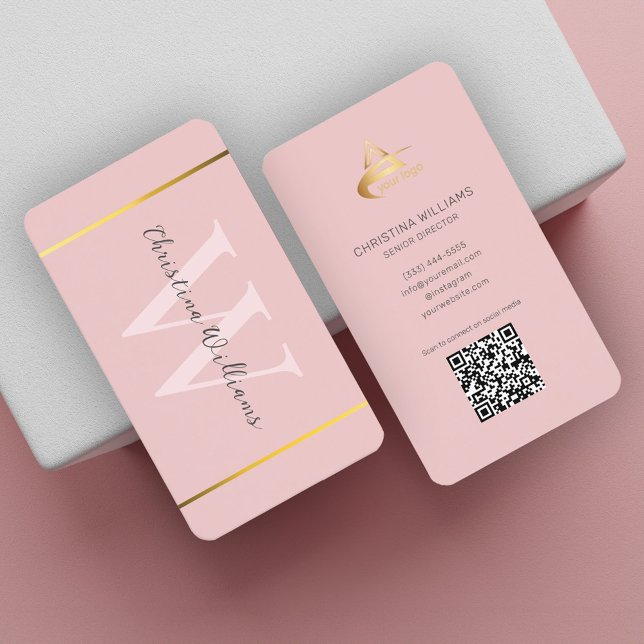 Cartão De Visita Elegante Mínimo Moderno e Simples, Rosa-Rosa (Blush Pink Simple Minimal Modern Elegant Business Card)
