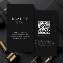 Elegante mínimo preto e branco, código QR de salão