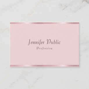 Cartão De Visita Elegante Modelo Rosa Dourado de Script de Caligraf