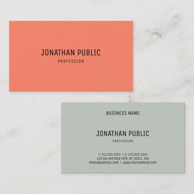 Cartão De Visita Elegante Modern Trend Cores Simples Modelo (Frente/Verso)