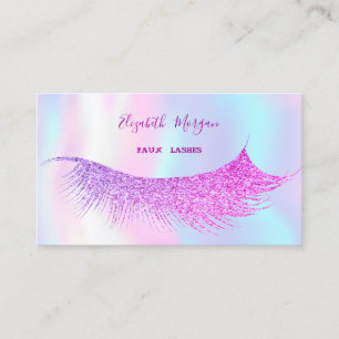 Cartão De Visita Elegante Moderno Brilhante Faux Lashes Holográfico