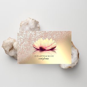 Cartão De Visita Elegante Moderno Brilho Dourado Bokeh Ombre Lótus