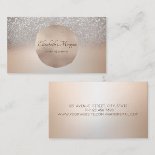 Cartão De Visita Elegante Moderno, Círculo Bokeh Ombre Dourado Rosa