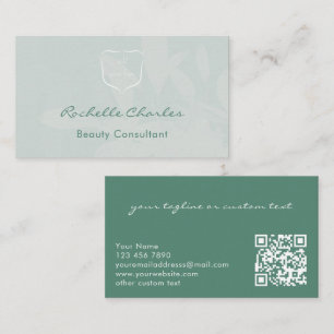Cartão De Visita Elegante Moderno Código QR do Logotipo de Eucalipt