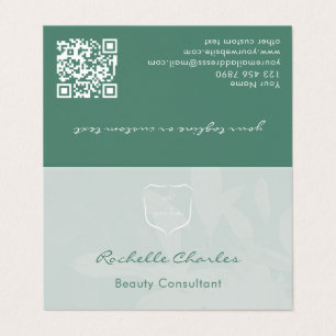 Cartão De Visita Elegante Moderno Código QR do Logotipo em Verde Eu