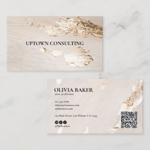 Cartão De Visita Elegante Moderno Código QR Falso Folheado a Ouro S