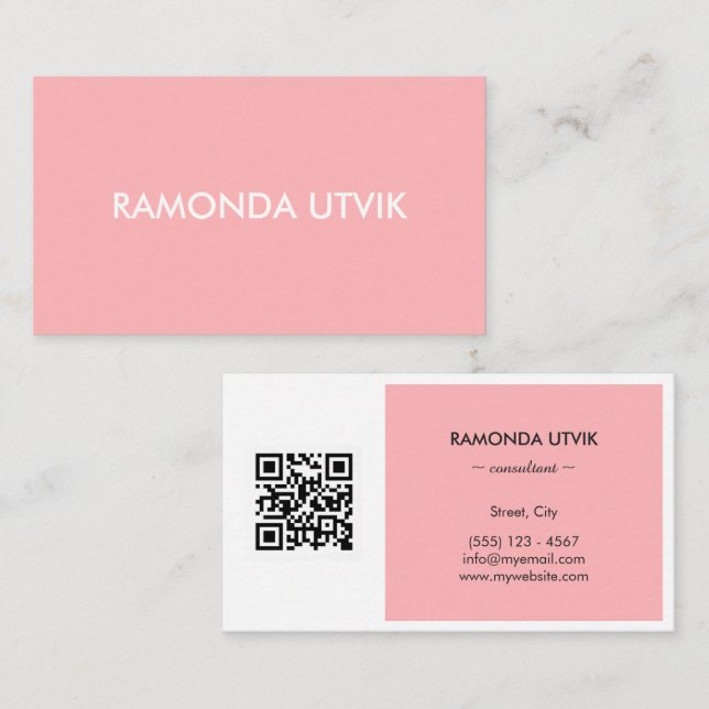 Cartão De Visita Elegante Moderno com código QR (Frente/Verso)