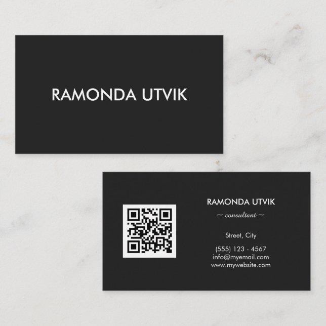 Cartão De Visita Elegante Moderno com código QR (Frente/Verso)
