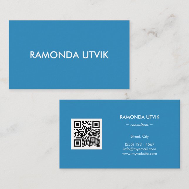 Cartão De Visita Elegante Moderno com código QR (Frente/Verso)