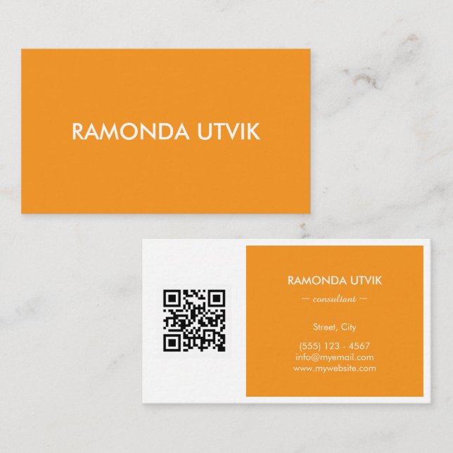 Cartão De Visita Elegante Moderno com código QR (Frente/Verso)