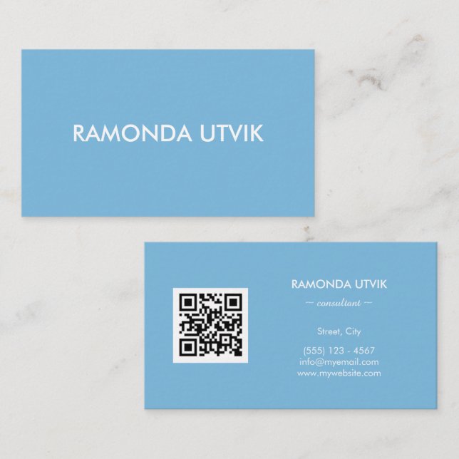 Cartão De Visita Elegante Moderno com código QR (Frente/Verso)