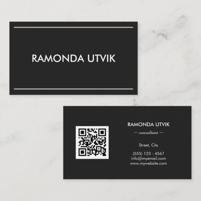 Cartão De Visita Elegante Moderno com código QR (Frente/Verso)