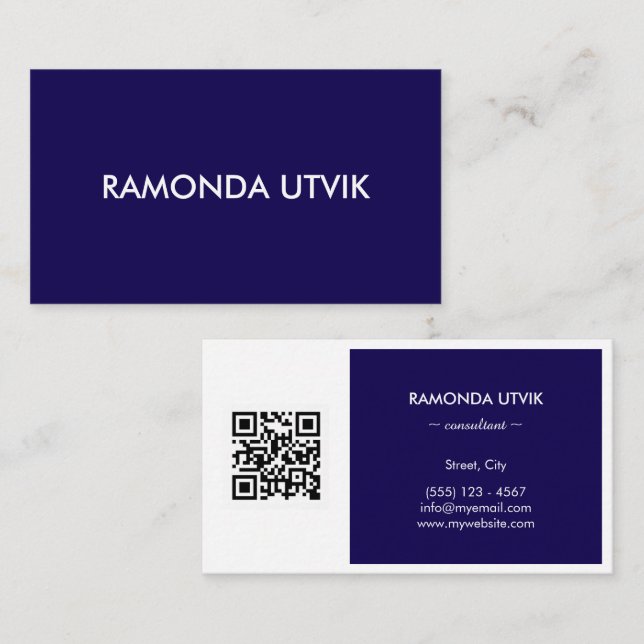 Cartão De Visita Elegante Moderno com código QR (Frente/Verso)