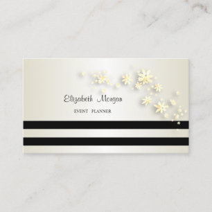 Cartão De Visita Elegante Moderno com Estilo,Listrado,Flores
