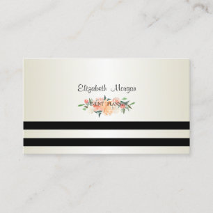 Cartão De Visita Elegante Moderno com Estilo,Listrado,Flores