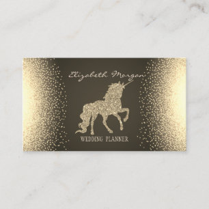 Cartão De Visita Elegante Moderno Confetti Dourado Unicórnio