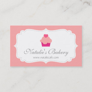 Cartão De Visita Elegante, Moderno, Cupcake Rosa, Padaria