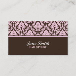 Cartão De Visita Elegante Moderno Damask Floral Na moda Clássico