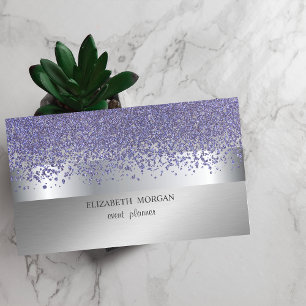 Cartão De Visita Elegante Moderno, Diamantes Violeta com Faixa Prat