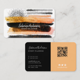 Cartão De Visita Elegante Moderno Dourado e Negro Abstrato