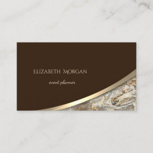 Cartão De Visita Elegante Moderno, Dourado, Pedra de Mármore