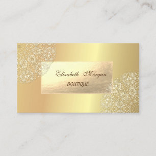 Cartão De Visita Elegante Moderno, Dourado, Renda
