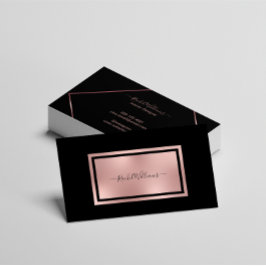 Cartão De Visita Elegante, moderno e Dourado Rosa negro minimalista