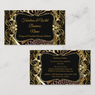 Cartão De Visita Elegante Moderno Estiloso Dourado Preto Animal Sel