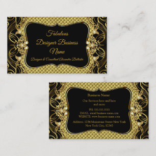 Cartão De Visita Elegante Moderno Estiloso Dourado Preto Designer