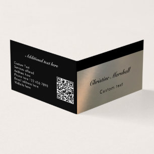 Cartão De Visita Elegante Moderno Falso Metal Escovado Código QR Pe