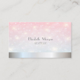 Cartão De Visita Elegante Moderno Glitter Bokeh, Prata