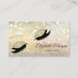 Cartão De Visita Elegante Moderno Glitter Faux Lashes Bokeh