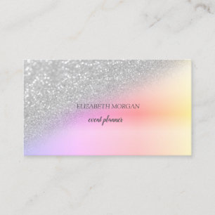 Cartão De Visita Elegante Moderno Glitter Prateado Bokeh Ombre