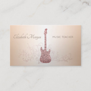 Cartão De Visita Elegante Moderno, Guitarra Brilhante, Professor de