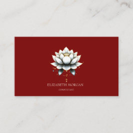 Cartão De Visita Elegante Moderno Lótus Branco Vermelho