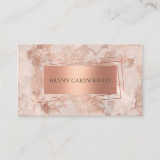 Cartão De Visita Elegante Moderno Marble Dourado rosa