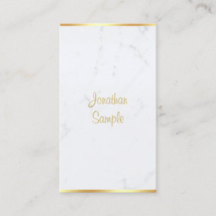 Cartão De Visita Elegante moderno Marble Dourado Script manuscrito 