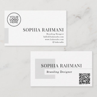 Cartão De Visita Elegante Moderno Minimalista Código Qr Preto