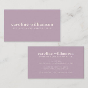 Cartão De Visita Elegante Moderno Minimalista Dusty Lilac