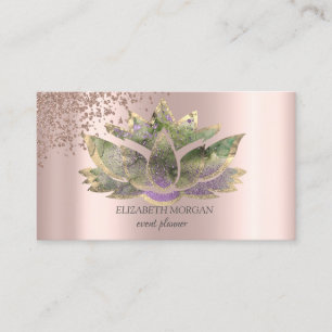 Cartão De Visita Elegante Moderno Ouro Rosa Diamantes Chic Lótus