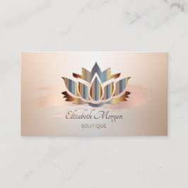 Cartão De Visita Elegante Moderno, Pincelada Rosa Ouro Lótus