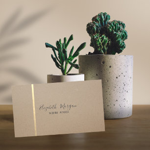 Cartão De Visita Elegante Moderno Simples, Faixa Dourada