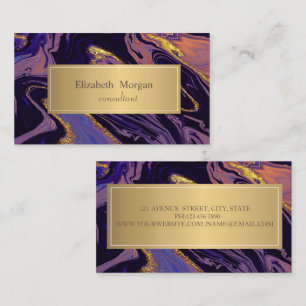 Cartão De Visita Elegante Moderno Touch Marble Dourado Ombre