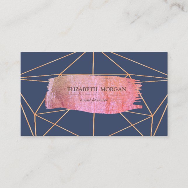 Cartão De Visita Elegante Moderno Traço de Pincel Dourado Geométric (Frente)
