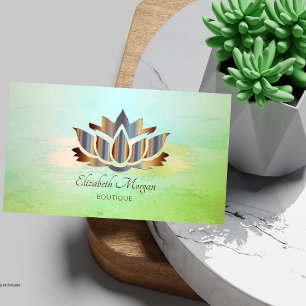 Cartão De Visita Elegante Moderno,Traço de Pincel Verde Lótus