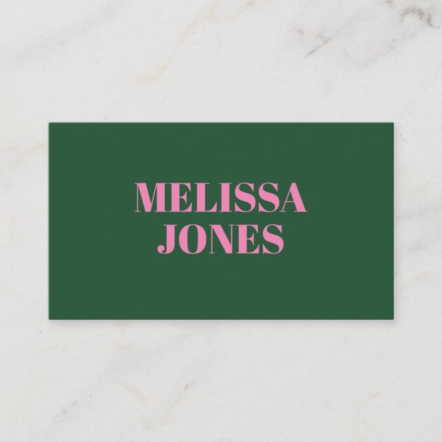 Cartão De Visita Elegante Moderno Verde Rosa Profissional (Frente)