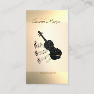 Cartão De Visita Elegante Moderno, Violão, Professor de Música