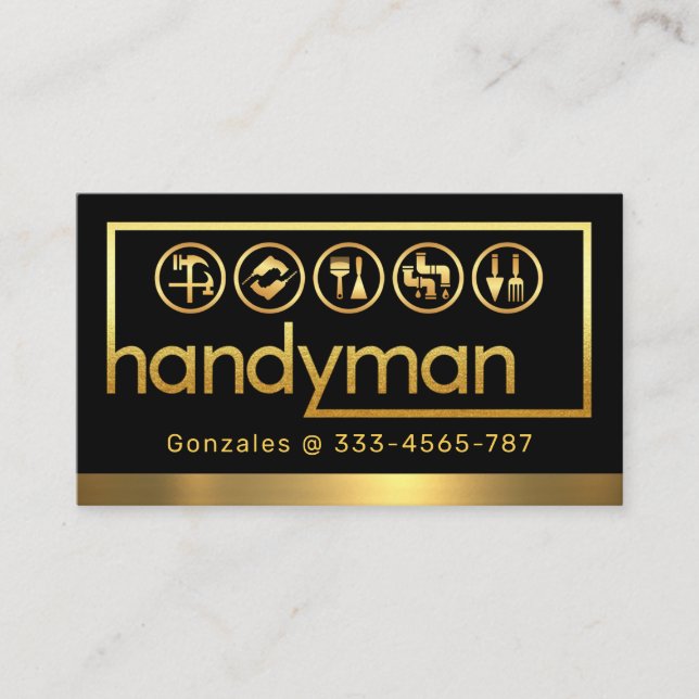Cartão De Visita Elegante Moldura de Ferramentas de Manutenção em O (Frente)