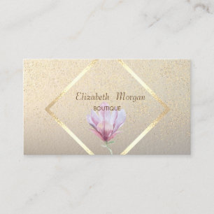 Cartão De Visita Elegante, Moldura Dourada, Confetes Aquarela Magnó