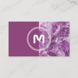 Cartão De Visita Elegante monograma ametista tom de violeta duas ge